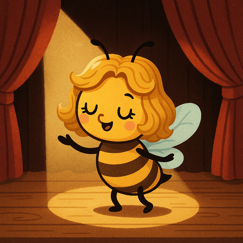 Wasp's mascot, "Da Boi", with a wig, on a stage, with a spotlight